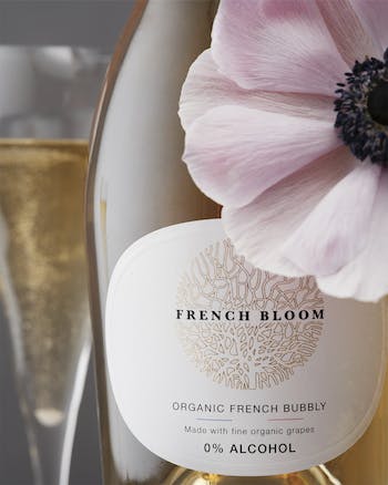 Effervescente French Bloom bianco 0,0% senza alcool Sanzalc, cantina analcolica per adulti disinibiti
