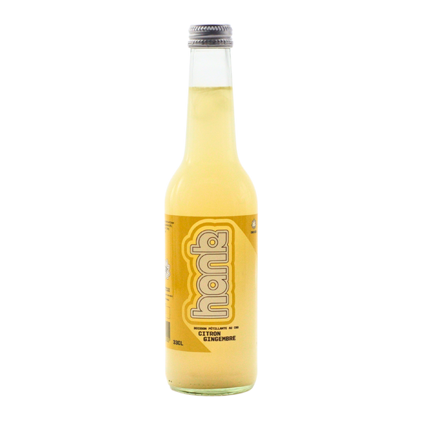 Limonata Hank al gusto di limone e zenzero con CBD biologico Sanzalc, cantina analcolica per adulti disinibiti