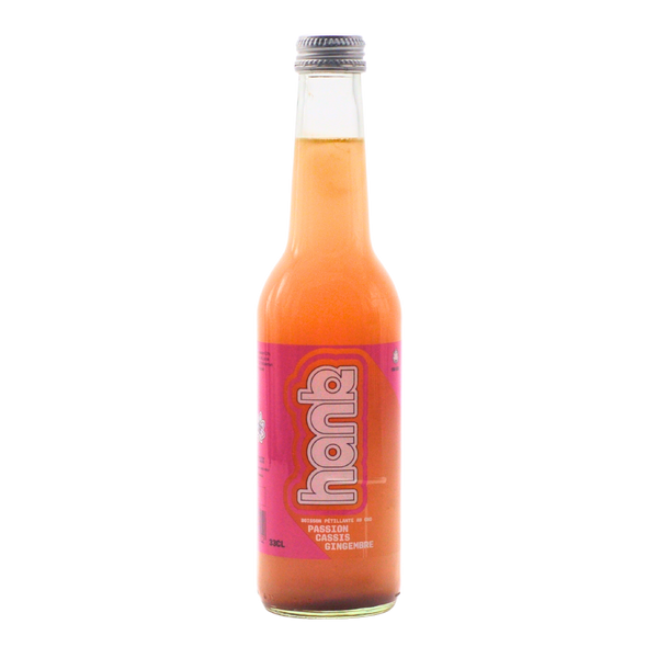 Limonata Hank al gusto CBD Passion, ribes nero e zenzero biologico Sanzalc, cantina analcolica per adulti disinibiti
