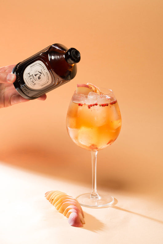 Sciroppo di pesca bianca biologica cruda - Bacanha Sanzalc, cantina analcolica per adulti disinibiti